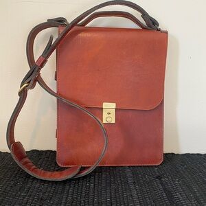 Vintage Leather Slim Crossbody Satchel Bag